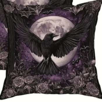 Korppi ja ruusut kuutamossa koristetyynynpäällinen
